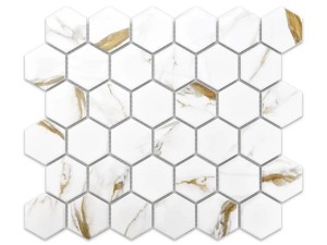 Mosaik-KERAMIK HEXAGON CARRARA GOLD