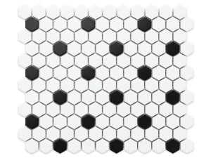 Mosaik KERAMIK MINI HEXAGON SCHWARZ & WEISS