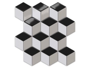 Mosaik CERAMIC DIAMANT ROMB WÜRFEL GRAU