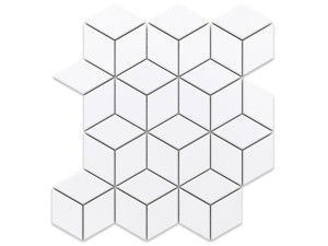 Feinsteinzeug Mosaik DIAMANT RAHMEN WEISS MATT