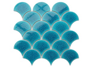 Mosaik KERAMIK FISCHSCHUPPEN TIEFBLAU
