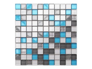 Mosaikglas HARMONY PERLE GRAU AZUL SILBER BROKAT 30x30cm 8mm