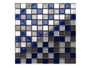 Kobalt Glasmosaik Silber Graphit 30x30cm 8mm