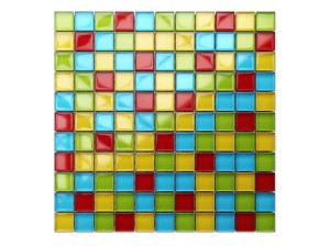 Mosaikglas LEGO ROT BLAU GELB GRÜN 30x30cm 8mm