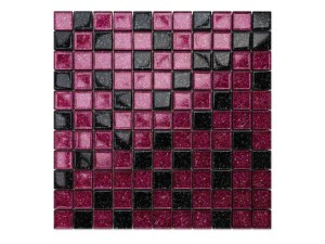 Mosaikglas Nero Schwarz Lila Glitter 30x30 8mm