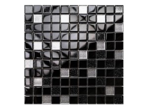 Mosaikglas Nero Silber Glitzer Mix 30x30cm 8mm