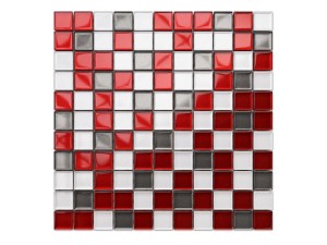 Glas-Mosaik Perle Karmin Grafit 30x30cm 8mm