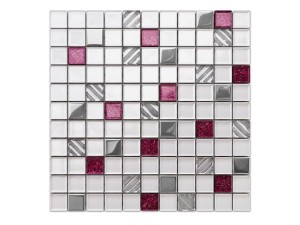 Mosaikglas Pink Pailletten 30x30cm 8mm