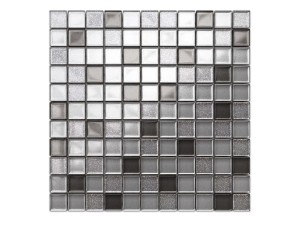 Mosaikglas Silber Mix Hell Silber 30x30cm