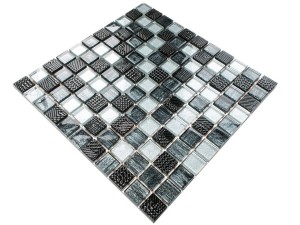 Glas-Mosaik Silver Wind Aluminium Jeans Silber 30x30cm 8mm