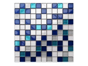 Mosaikglas WASSERFALL BLAU AZZURRO KOBALT PERLE SILBER 30x30cm 8mm