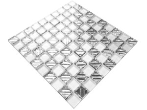 Mosaikglas WEISSES SCHACH 30x30cm 8mm
