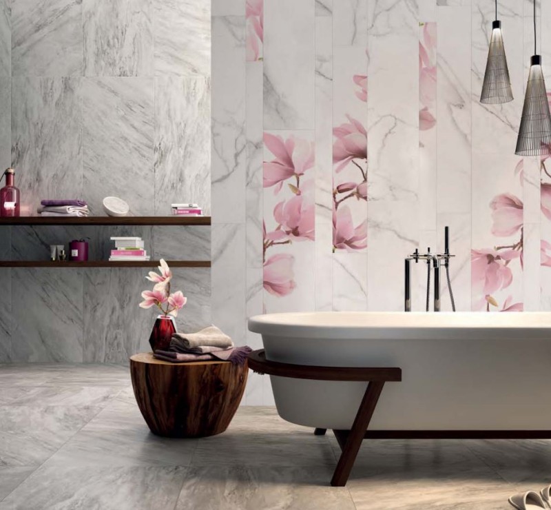 Płytki marmur białe z delikatną szaro- czarną żyłą Flaviker Supreme Statuario Royal Lap Lux SP6110L 60x120 75576