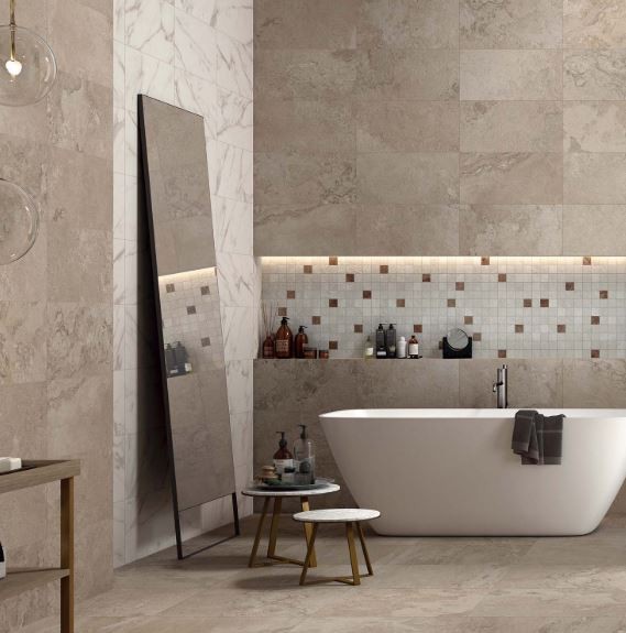 Gres wielkoformatowy beż beton ABK Alpes Ivory Rett 120X120 51891