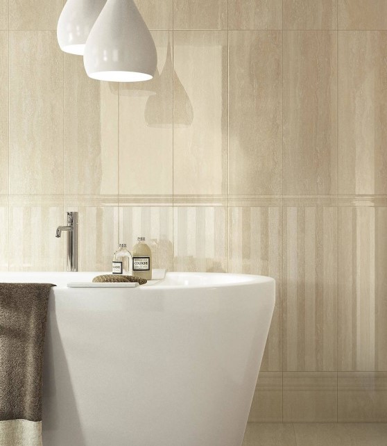 Płytki ścienne połysk imitujące marmur Marazzi Marbleline Travertin Decor str 22X66,2 16984