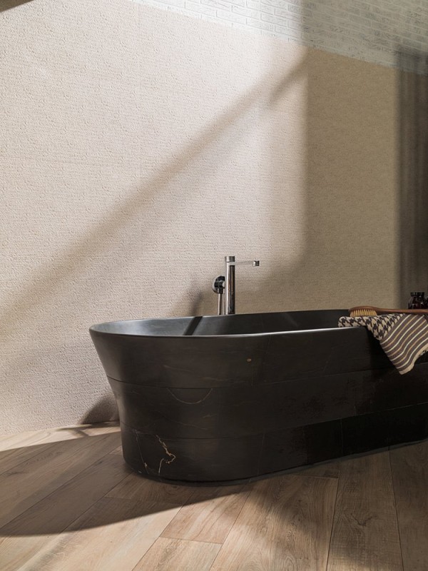 Płytki sćienne 3D paski szary beż beton Porcelanosa Capri Lineal Bone 45x120 15717