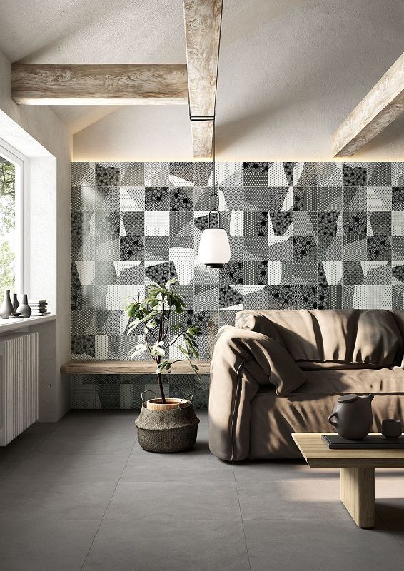 Fioranese Kintsugi Japan-Mix B&W Lucido 20x20 KTJX201 płytki patchwork gresowe 130310