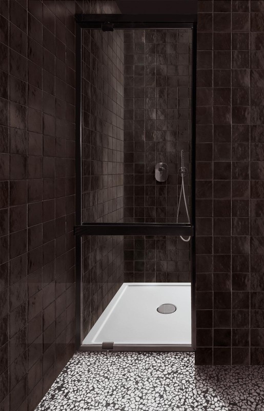 Płytki ciegiełki postarzane do łazienki grafit Marazzi Crogliolo Lume Black M6RP 6x24 84194