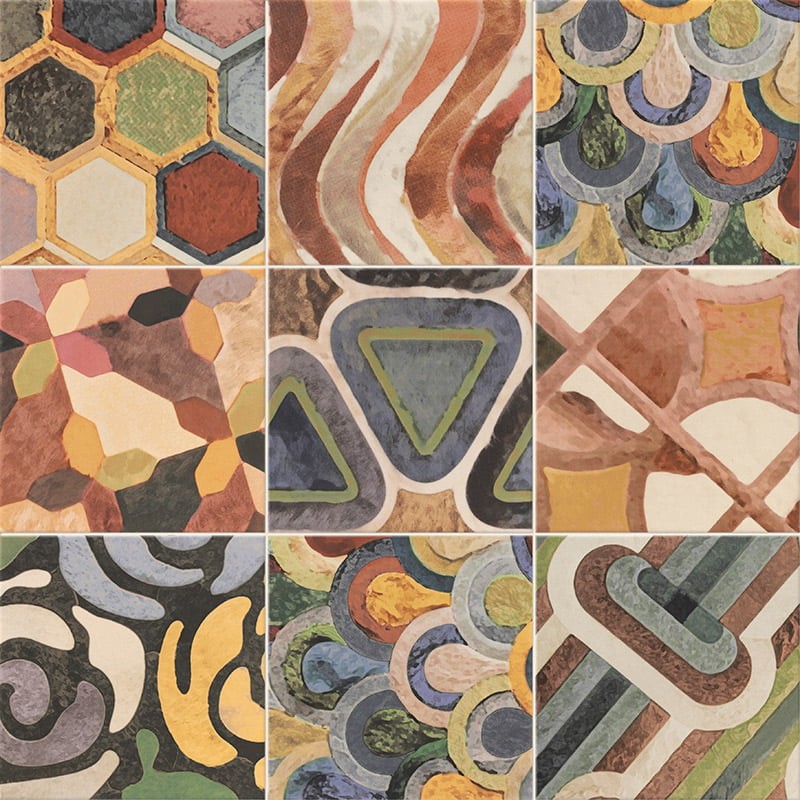 Płytki patchwork motyw wzorów różnokolorowy Mainzu Pav. Tap Tap Centro 15x15 87302