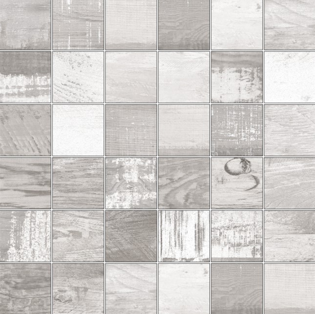 Płytki drewnopodobne biało-szare Aparici Chalkwood White Nat. Mosaico 29,75x29,75 66465