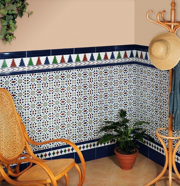 Cokoły ścienne granatowe Mainzu Zócalo Alhambra Tira Relieve Cobalto 3x28 63058