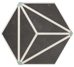 Realonda Osaka Holzkohle 28,5x33 hexagonale Fliese