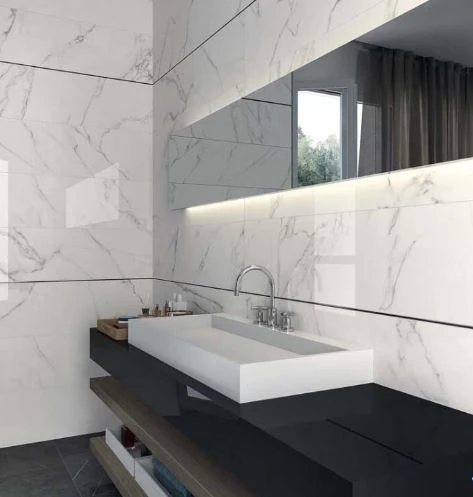 Płytki podłogowe marmur biały z szarą żyła ABK Sensi Statuario Ultra Lux+Ret 160x320 86422