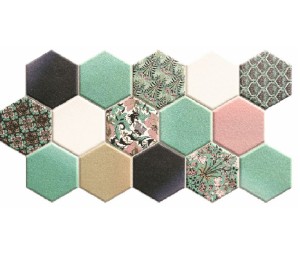 Realonda Hex Noveau Grün 26,5x51 Patchwork-Großformatfliese