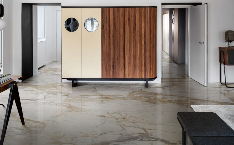 Spiek kwarcowy, blat kuchenny marmur biały ze złotą żyłą Marazzi Grande Marble Look Calacatta Vena Vecchia lux M7GF 160x320 6mm 96341