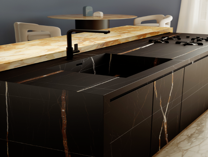 Spiek kwarcowy, blat kuchenny marmur biały ze złotą żyłą Marazzi Grande Marble Look Calacatta Vena Vecchia lux M7GF 160x320 6mm 166470
