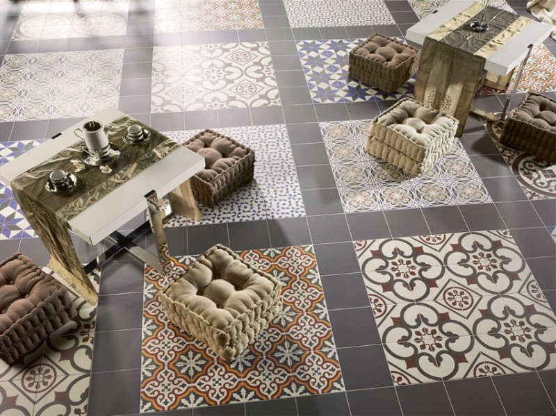 Płytki łazienkowe wrzoryste biało-granatowe Mainzu Centro Victorian Nou 20x20 54427