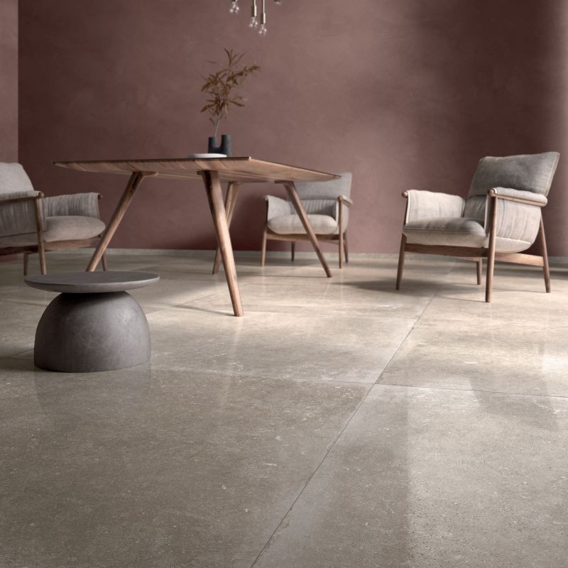 Płytka podlogowa kamienna beżowa Flaviker Nordik Stone Sand mat 120x120 85612