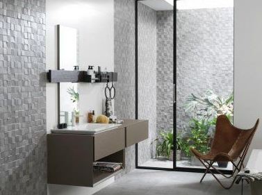 Płytki imitujące szary beton Porcelanosa Rodano mosaico silver 33,3x100 43462