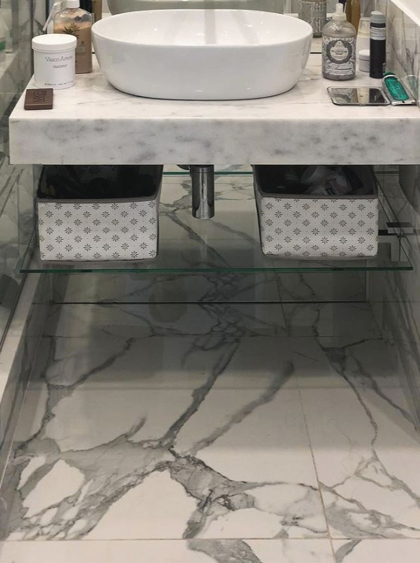 Gres imitujący marmur biało- szary Fioranese Marmorea Deco Bianco Gioia połysk 75x150 70212
