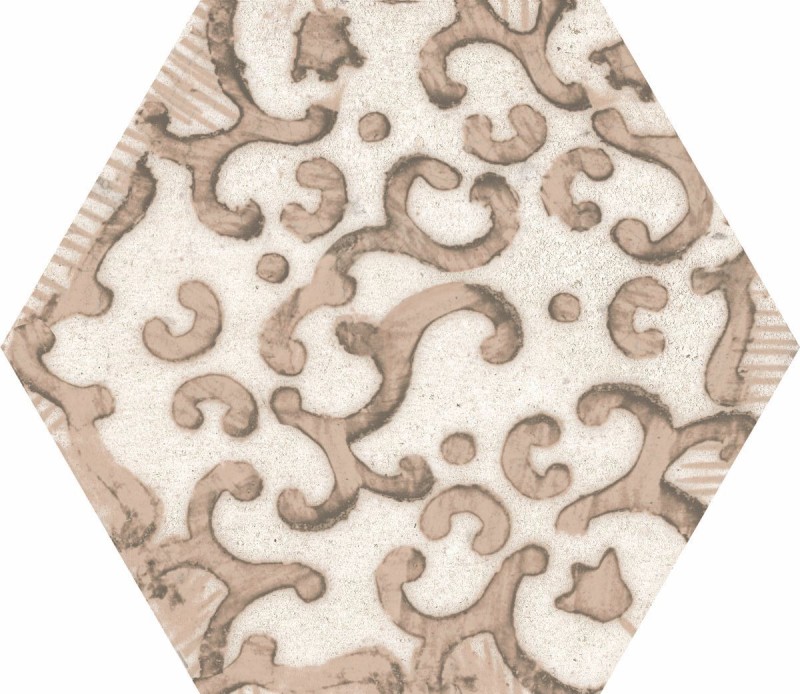 Sześciokątne plytki wzorzystę brązowe patchwork Clays Decoro Earth,Sand,Shell 21x18,2-70160