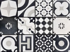 Fioranese Cementine Black & White Mix 20x20: Schwarz-Weiss Patchwork Fliesen