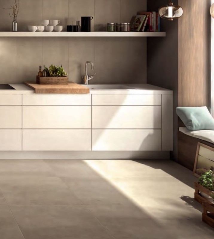 Płytki beżowe imituące beton Casalgrande Padana Beton Sand 75,5x151 38045
