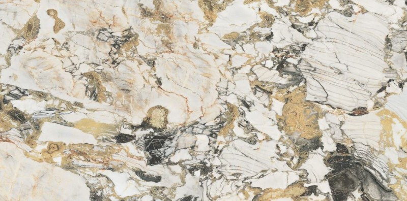 Płytki podłogowe marmur biały z brąz złotą żyłą Florim Rex Etoile de Rex Étoile Symphonie Gloss 60x120x6mm crt 95919