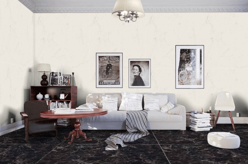 Płytki spieki imitujące ciemny marmur z jasną żyłą Marazzi Grande Marble Look Saint Laurent Matt 120x240 36727