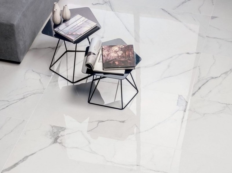 Gres marmur bardzo biały ze czarną żyłami Decovita Satvario White Poler 60x120 80532