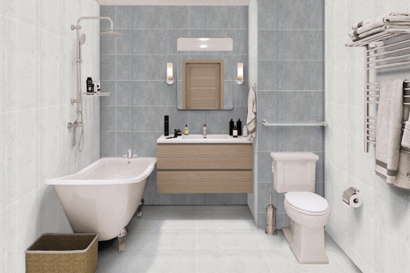 Płytki imitujące szary beton Porcelanosa Rodano mosaico silver 33,3x100 43457