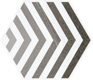 Vives Seine Hexagono Lacroix Grau 23x26,6 cm: Patchworkfliesen aus Feinsteinzeug