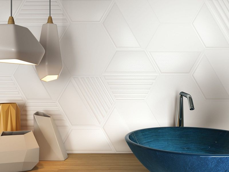 Dune Exa Full White 23x27 187442 płytki ścienne białe hexagonalne 3D 125152