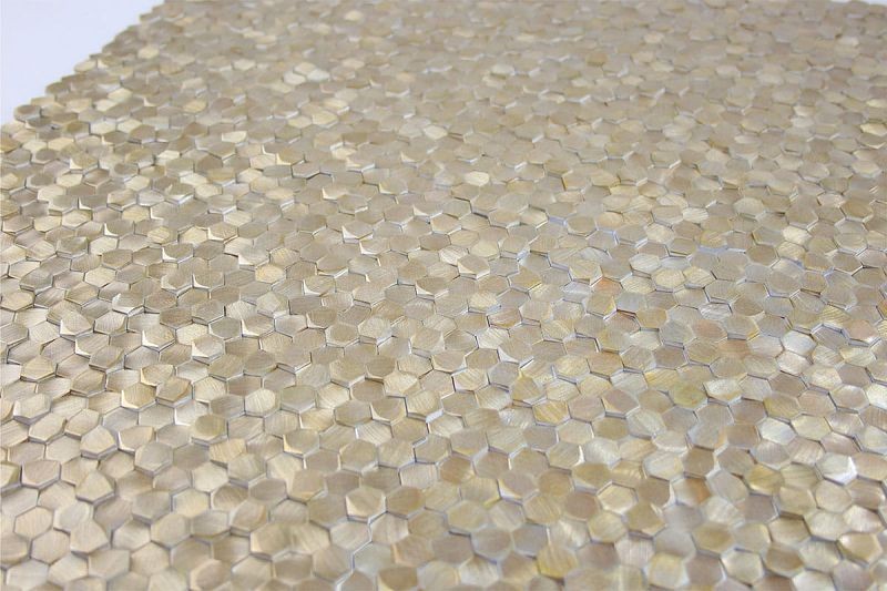 Mozaika Metalowa Szczotkowana Gravity Heksagonalna 3D Złota 30,7x30,1 103609