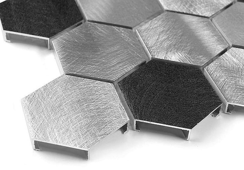 Dunin Metallic Allumi Grey Hexagon Mix 48 30x30 mozaika heksagonalna metalowa 103935