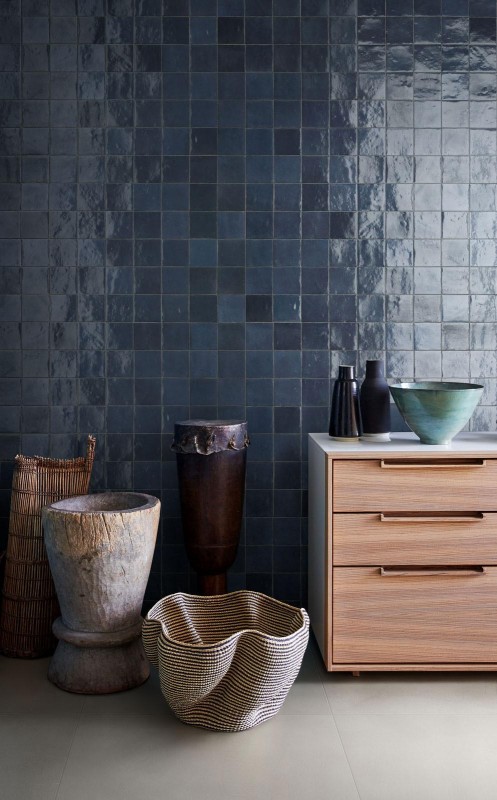 Płytki ciegiełki postarzane granatowe Marazzi Zellige China M5PS 10x10 84296