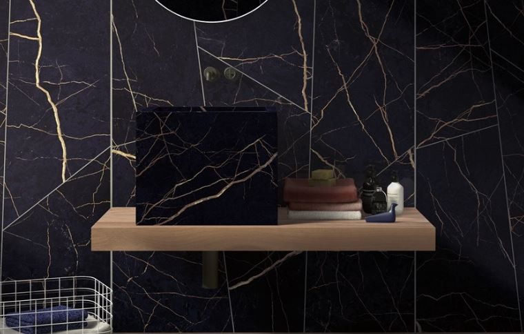 Gres marmur czarny ze złotą nitką Flaviker Supreme Evo Noir Laurent lux 120x120 hb 78862