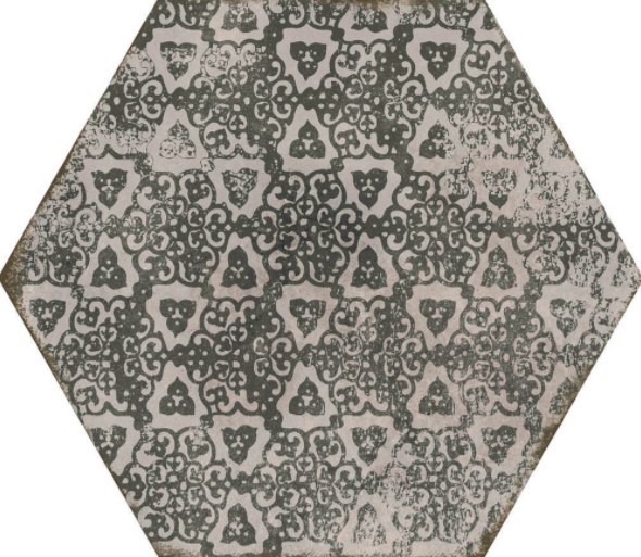 Płytki sześciokątne gres patchwork kwiaty Marazzi Powder Deco Freddo MNDZ 21X18.2 X10 ag 18284