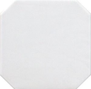 Octagonale weiße Fliesen mit schwarzem Einsatz Equipe Octagon Blanco Matt 20x20
