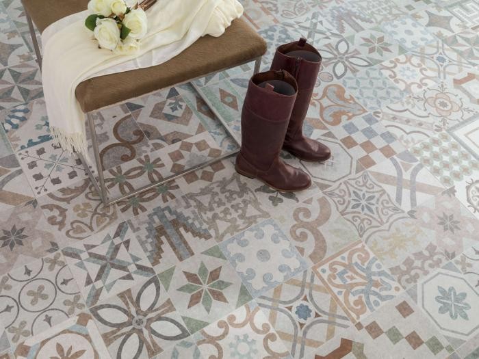 Płytki gres patchwork geometria beż grafit Porcelanosa Barcelona D 59,6X59,6 15119